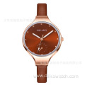 YOLAKO Fashion Classic Three Pointer Leather Strap Fancy Dial Quartz Hours Women Watch